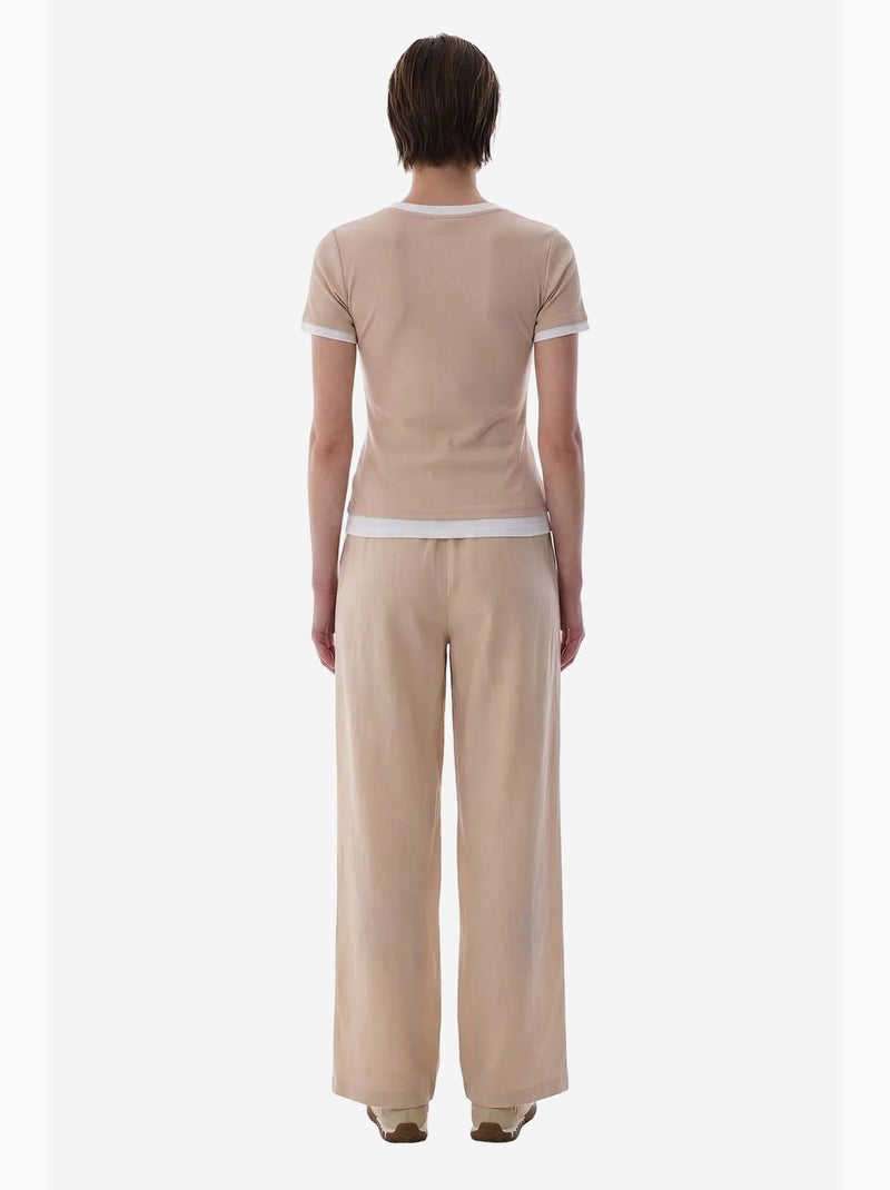 T-shirt basic layer de mulher penti Bege-argila - Kiabi
