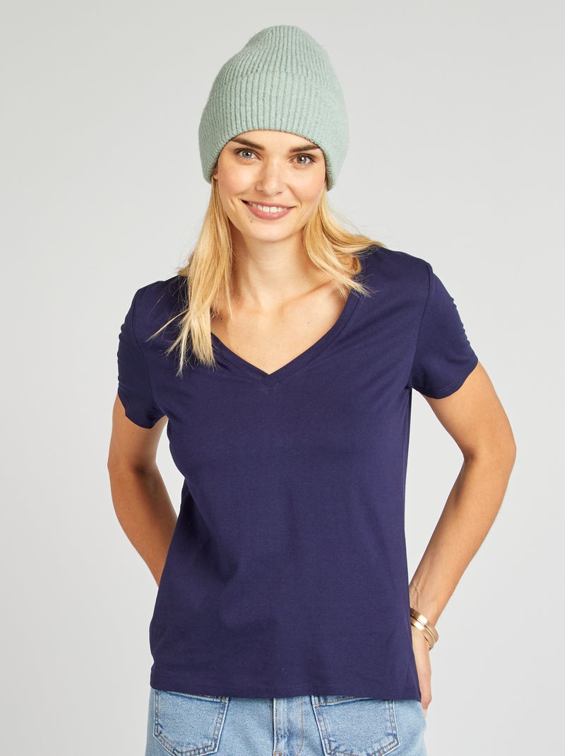T-shirt básica Azul - Kiabi