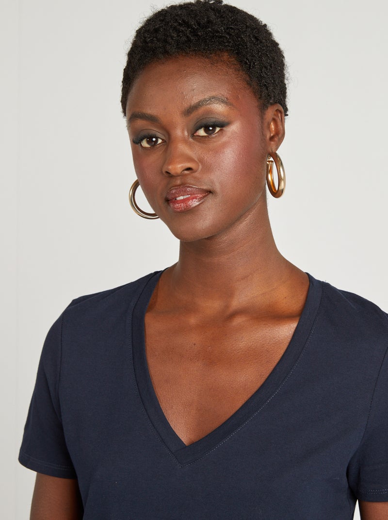 T-shirt básica Azul Marinho - Kiabi