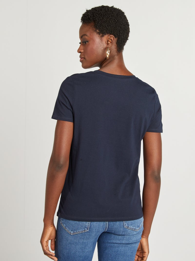 T-shirt básica Azul Marinho - Kiabi