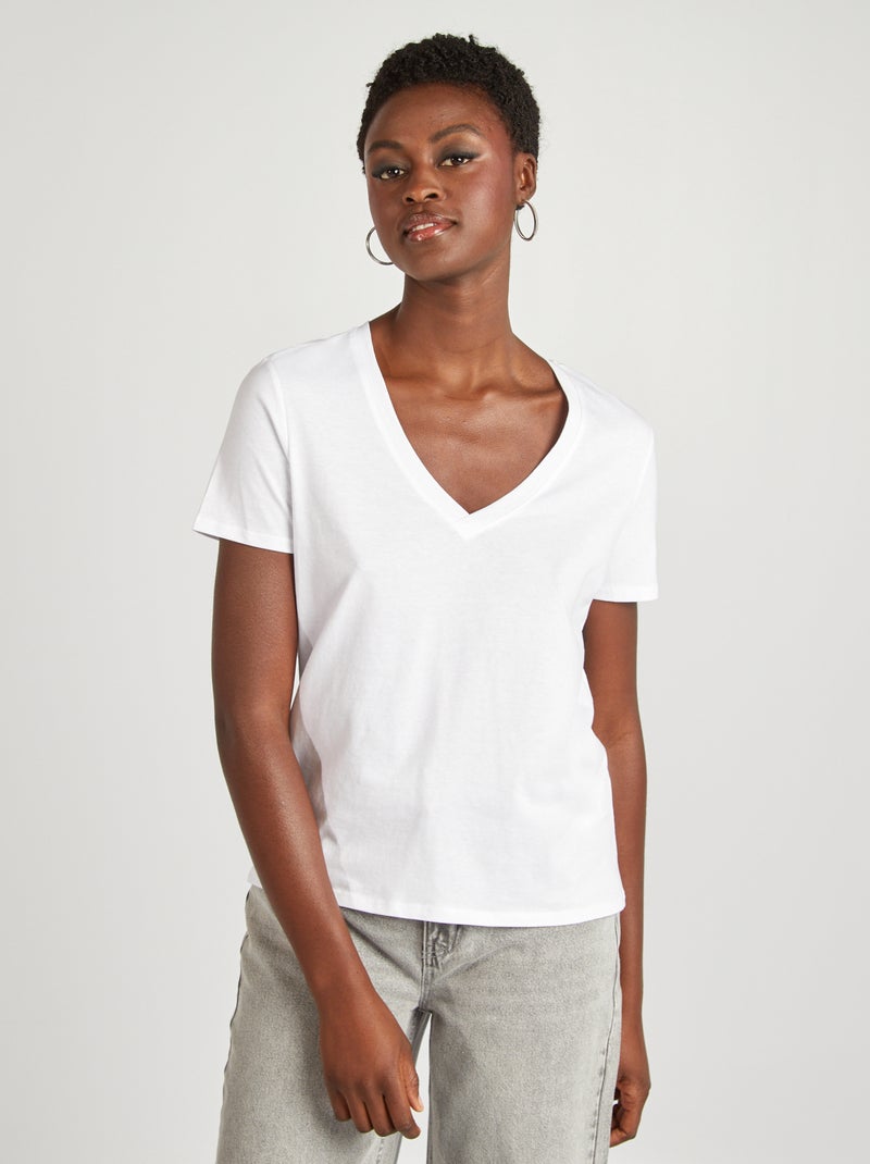 T-shirt básica BRANCO - Kiabi