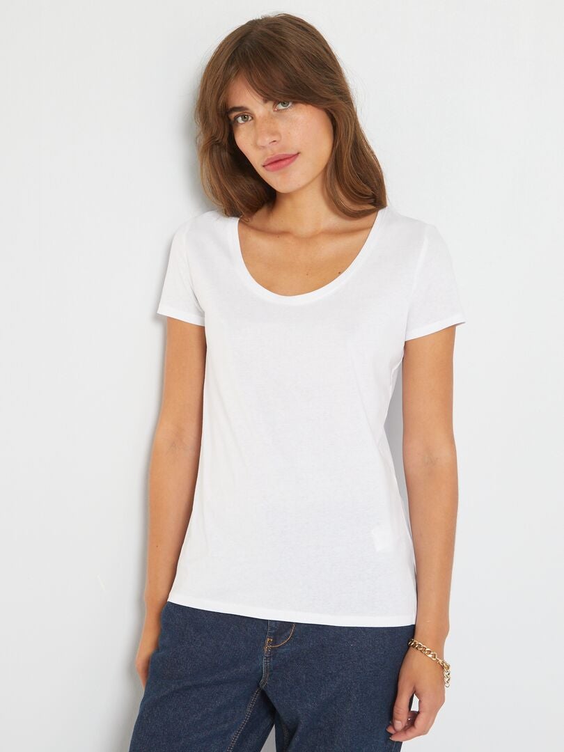 T-shirt básica Branco - Kiabi
