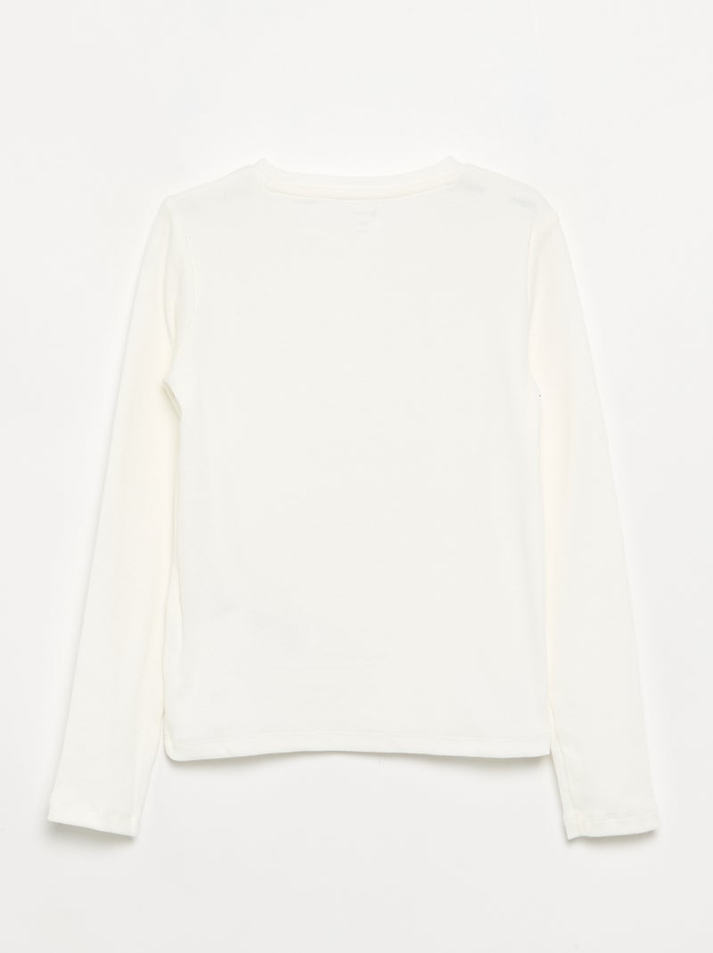 T-shirt básica canelada Branco - Kiabi