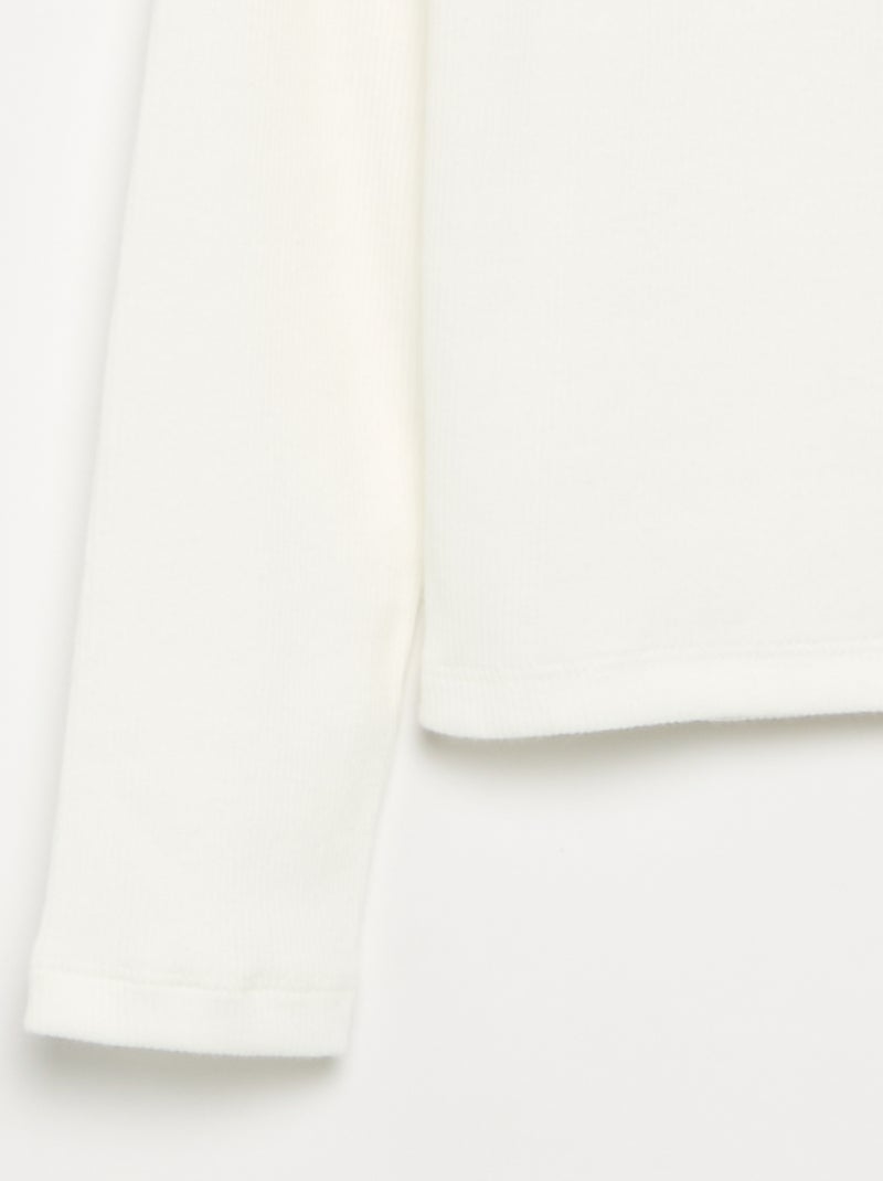 T-shirt básica canelada Branco - Kiabi