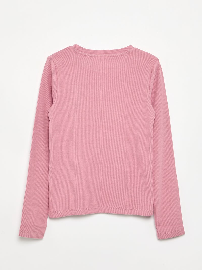 T-shirt básica canelada Rosa - Kiabi