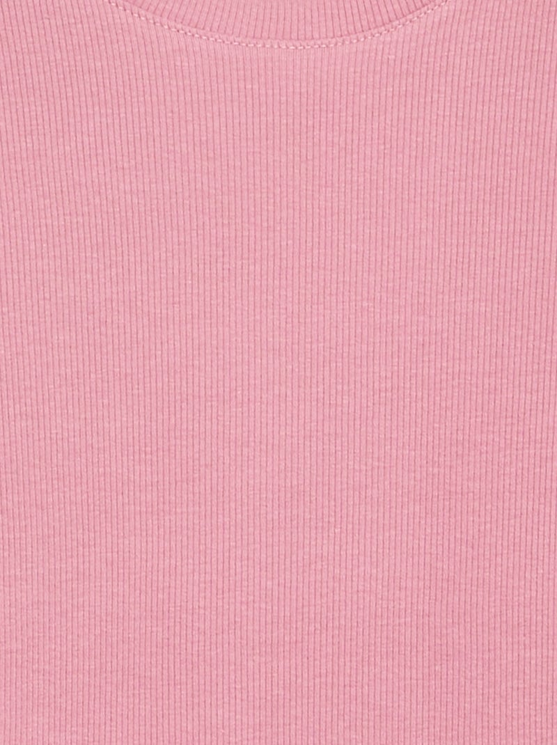 T-shirt básica canelada Rosa - Kiabi