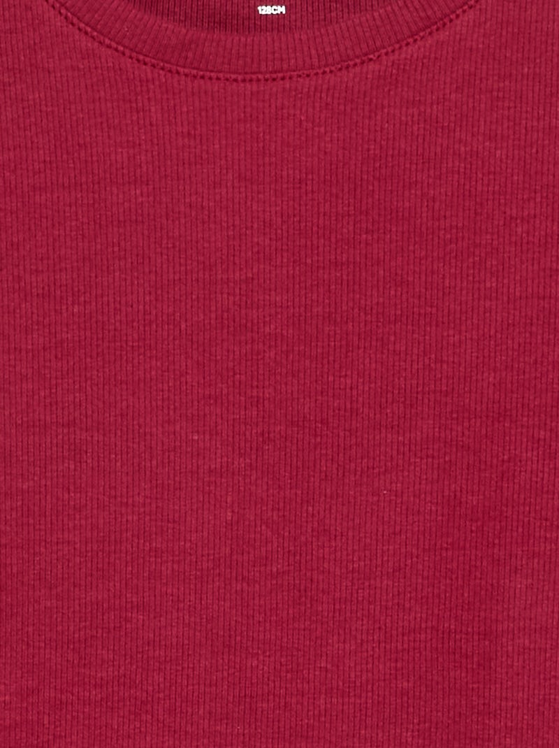 T-shirt básica canelada Vermelho - Kiabi