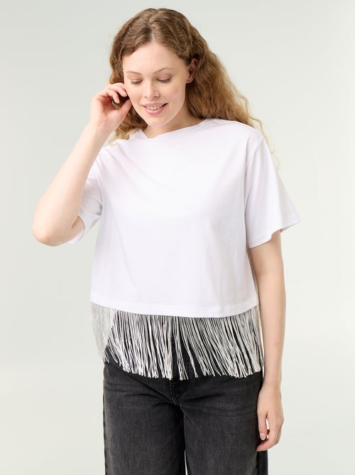 T-shirt básica com franjas - Kiabi T-shirt básica com franjas - Kiabi