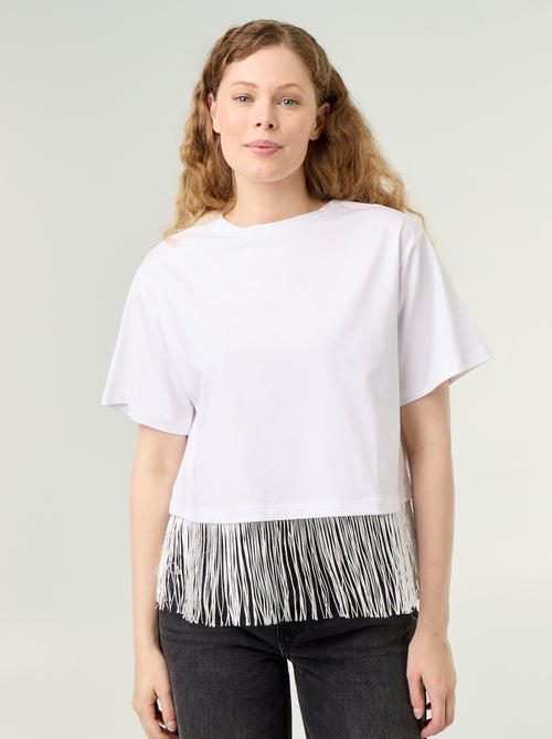 T-shirt básica com franjas - Kiabi T-shirt básica com franjas - Kiabi