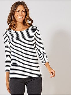 T-shirt básica com gola em forma de barco - Kiabi