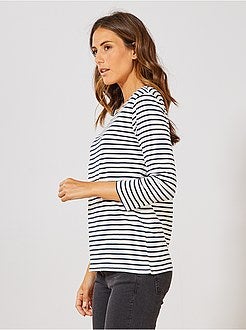 T-shirt básica com gola em forma de barco - Kiabi