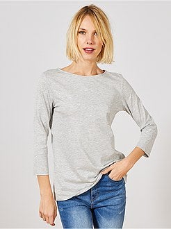 T-shirt básica com gola em forma de barco - Kiabi