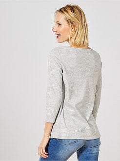 T-shirt básica com gola em forma de barco - Kiabi