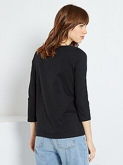 T-shirt básica com gola em forma de barco - Kiabi