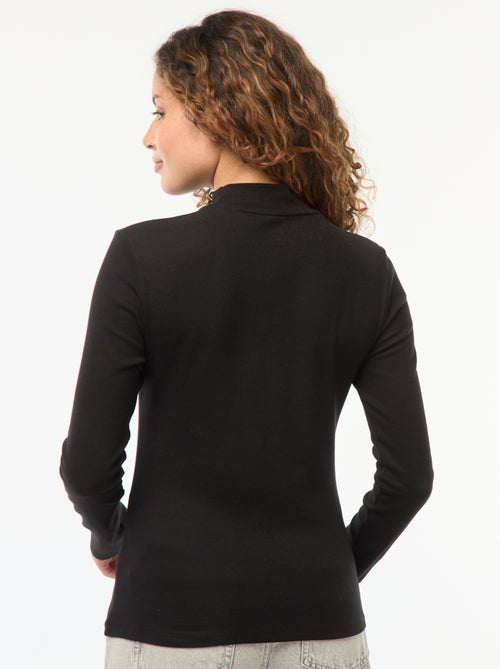 T-shirt básica com gola subida - Kiabi