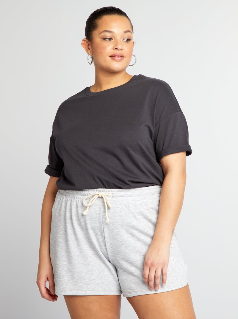 T-shirt básica com mangas descidas - Tough Cotton¿ PRETO - Kiabi