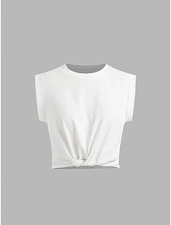 T-shirt básica cropped com decote redondo hiccup