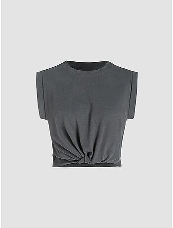 T-shirt básica cropped com decote redondo hiccup