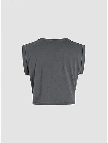 T-shirt básica cropped com decote redondo hiccup