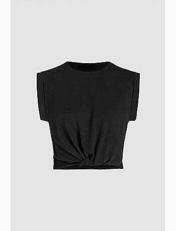 T-shirt básica cropped com decote redondo hiccup
