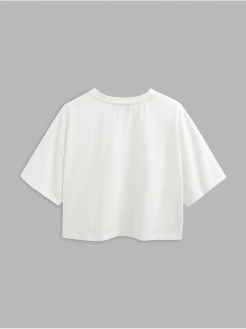T-shirt básica curta com gola redonda hiccup - Kiabi T-shirt básica curta com gola redonda hiccup - Kiabi