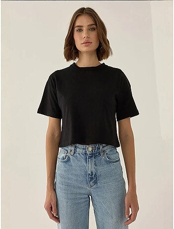 T-shirt básica curta com gola redonda hiccup