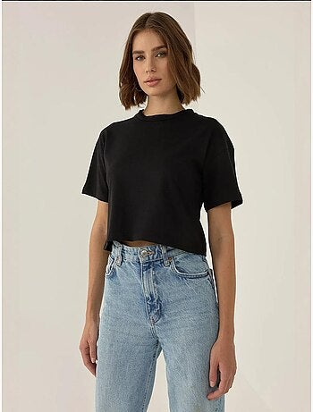 T-shirt básica curta com gola redonda hiccup
