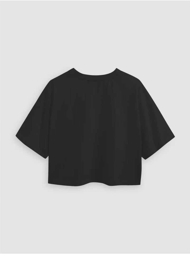 T-shirt básica curta com gola redonda hiccup Preto - Kiabi