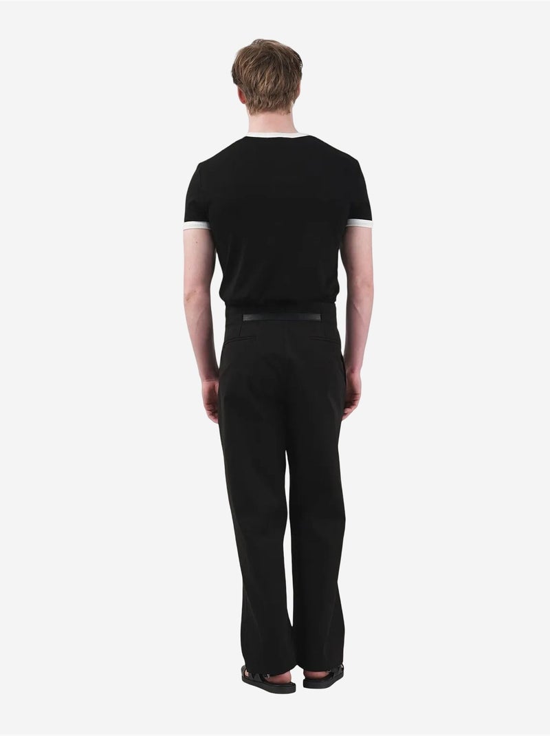 T-shirt básica de gola redonda com debrum em contraste giesto Preto - Kiabi