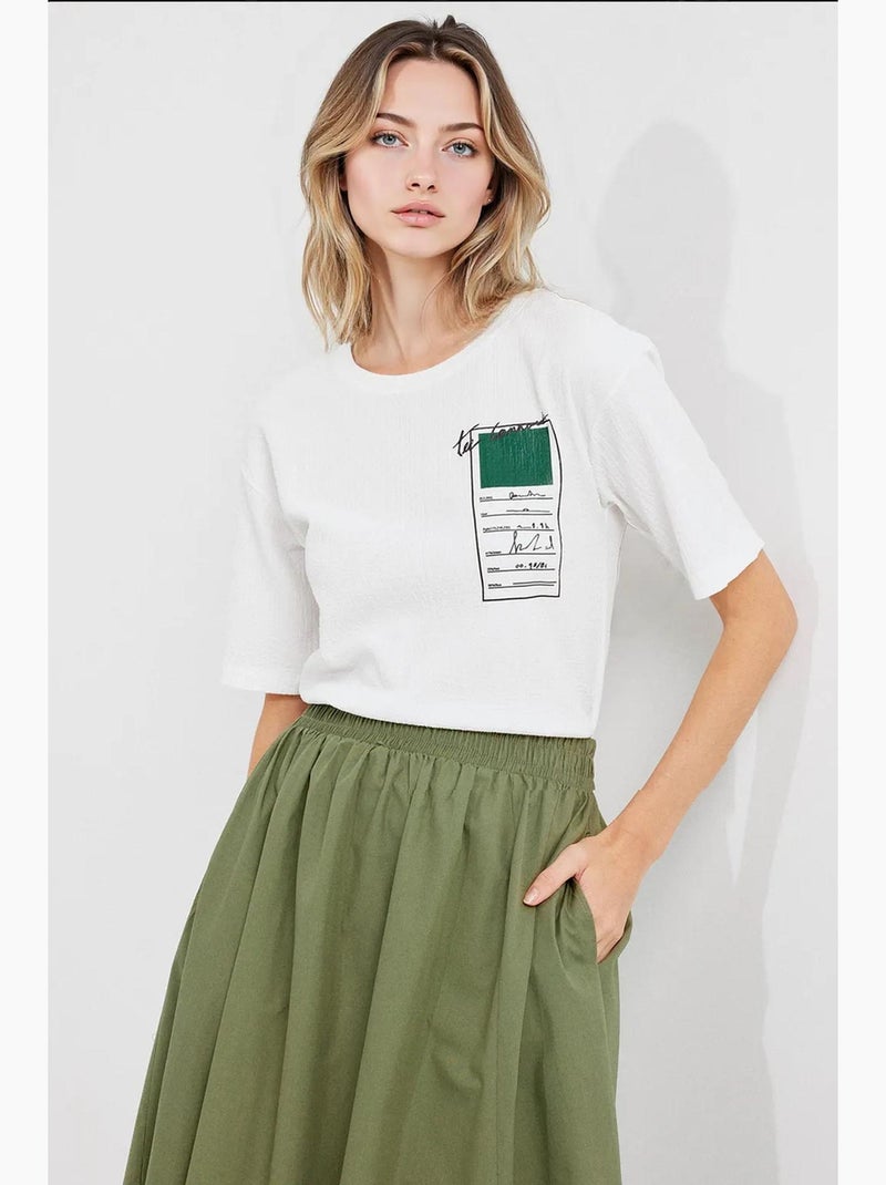 T-shirt básica de malha estampada bdart Branco - Kiabi