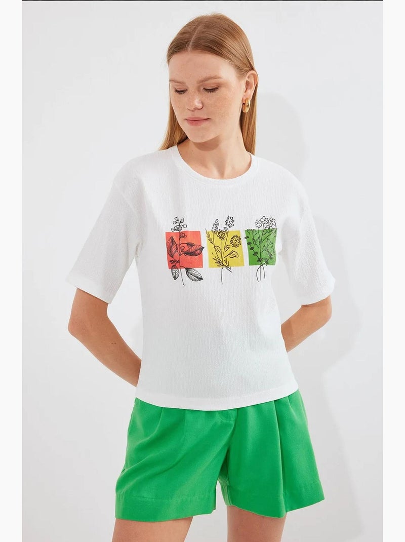 T-shirt básica de malha estampada bdart Branco - Kiabi