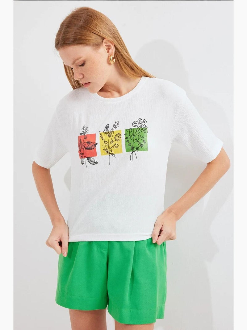 T-shirt básica de malha estampada bdart Branco - Kiabi