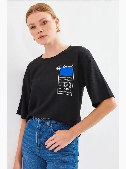 T-shirt básica de malha estampada bdart - Kiabi