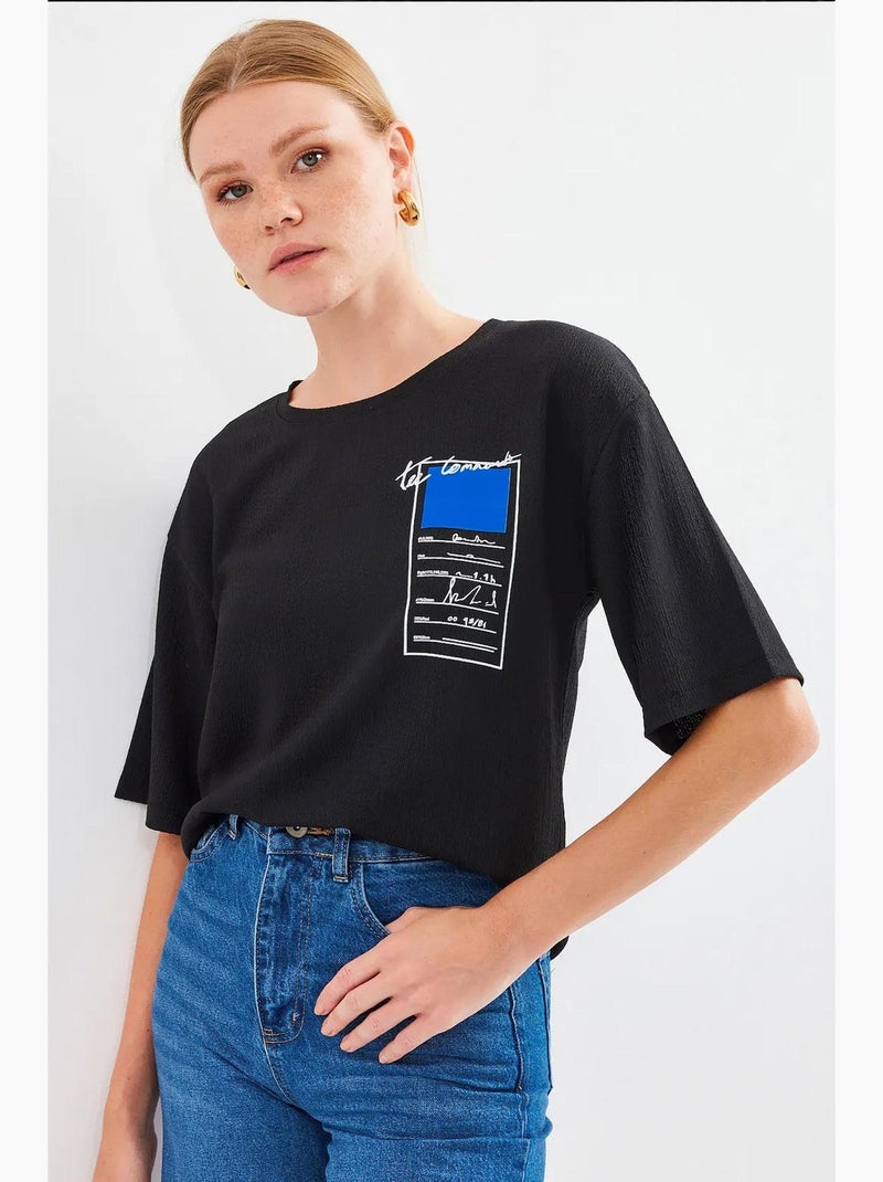 T-shirt básica de malha estampada bdart Preto - Kiabi