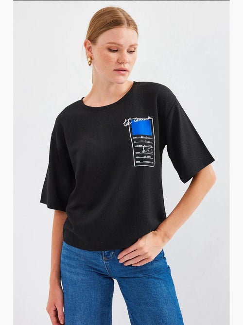 T-shirt básica de malha estampada bdart - Kiabi