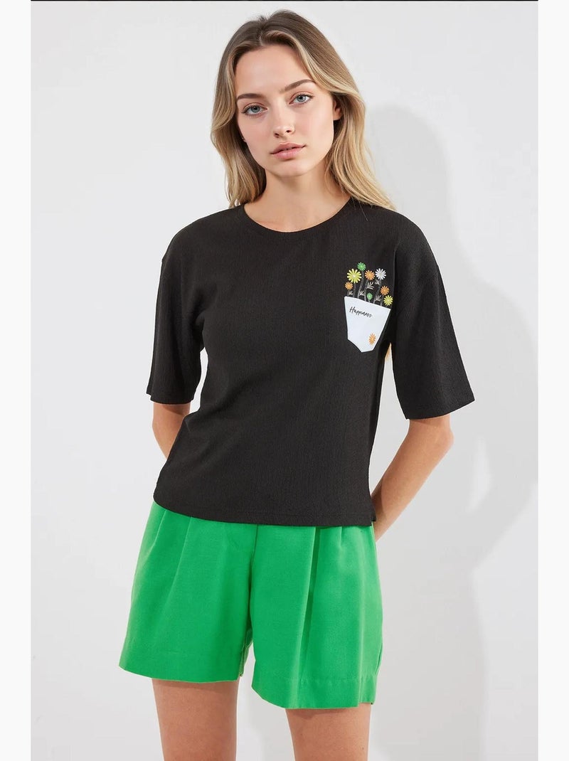 T-shirt básica de malha estampada bdart Preto - Kiabi