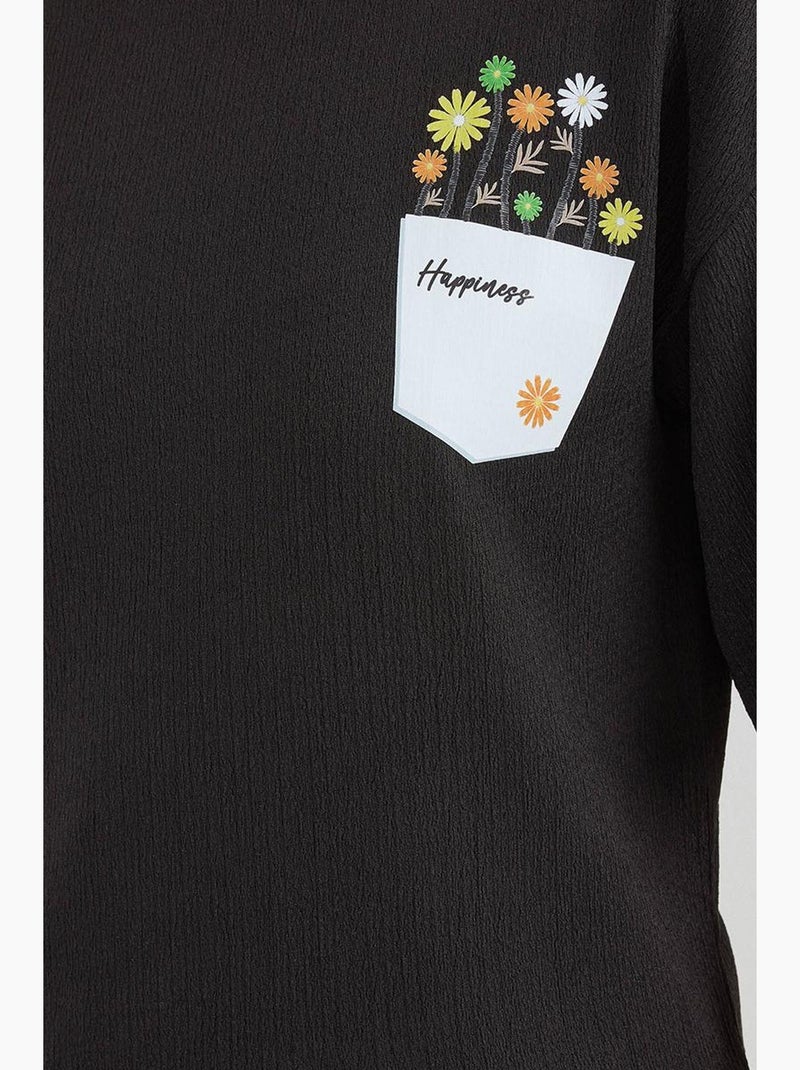T-shirt básica de malha estampada bdart Preto - Kiabi