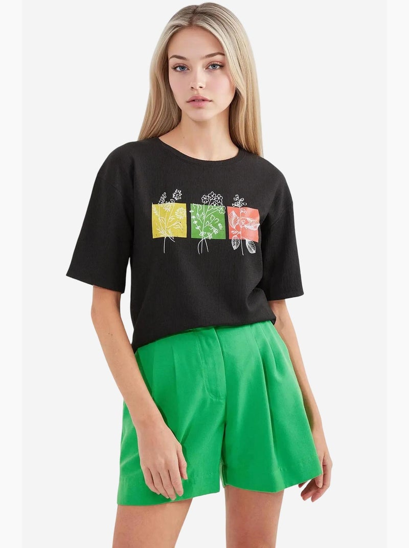 T-shirt básica de malha estampada bdart Preto - Kiabi