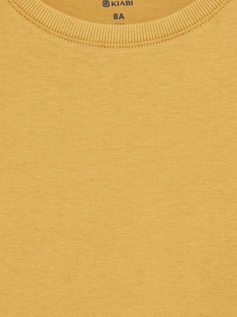 T-shirt básica de manga comprida Amarelo - Kiabi