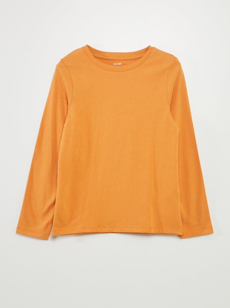 T-shirt básica de manga comprida AMARELO - Kiabi