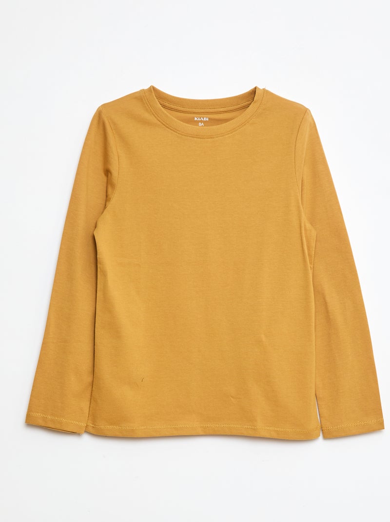 T-shirt básica de manga comprida Amarelo - Kiabi