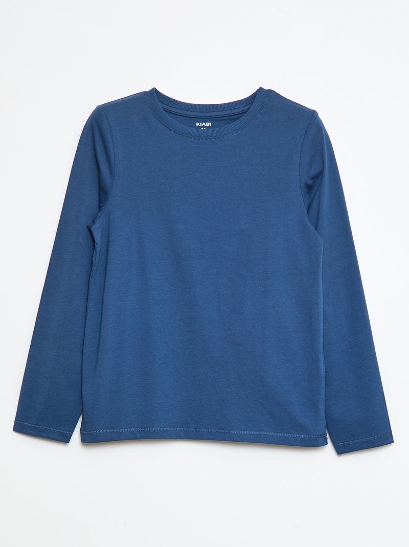 T-shirt básica de manga comprida Azul - Kiabi