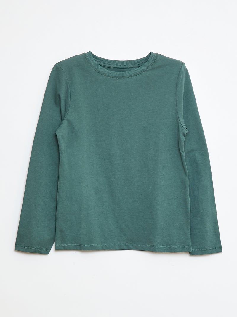 T-shirt básica de manga comprida Verde - Kiabi