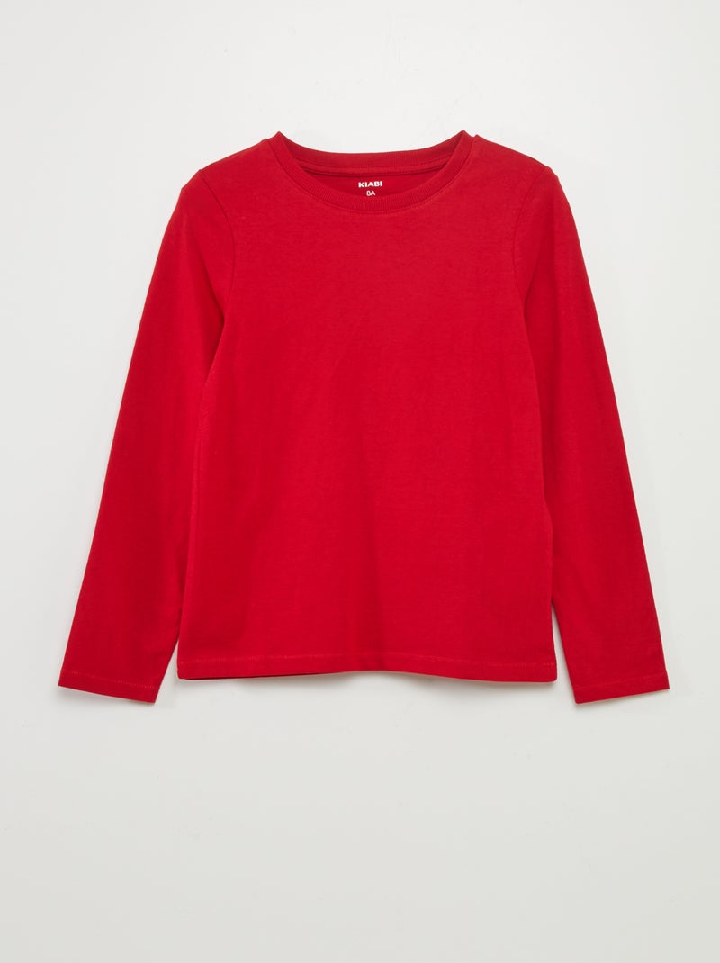 T-shirt básica de manga comprida VERMELHO - Kiabi