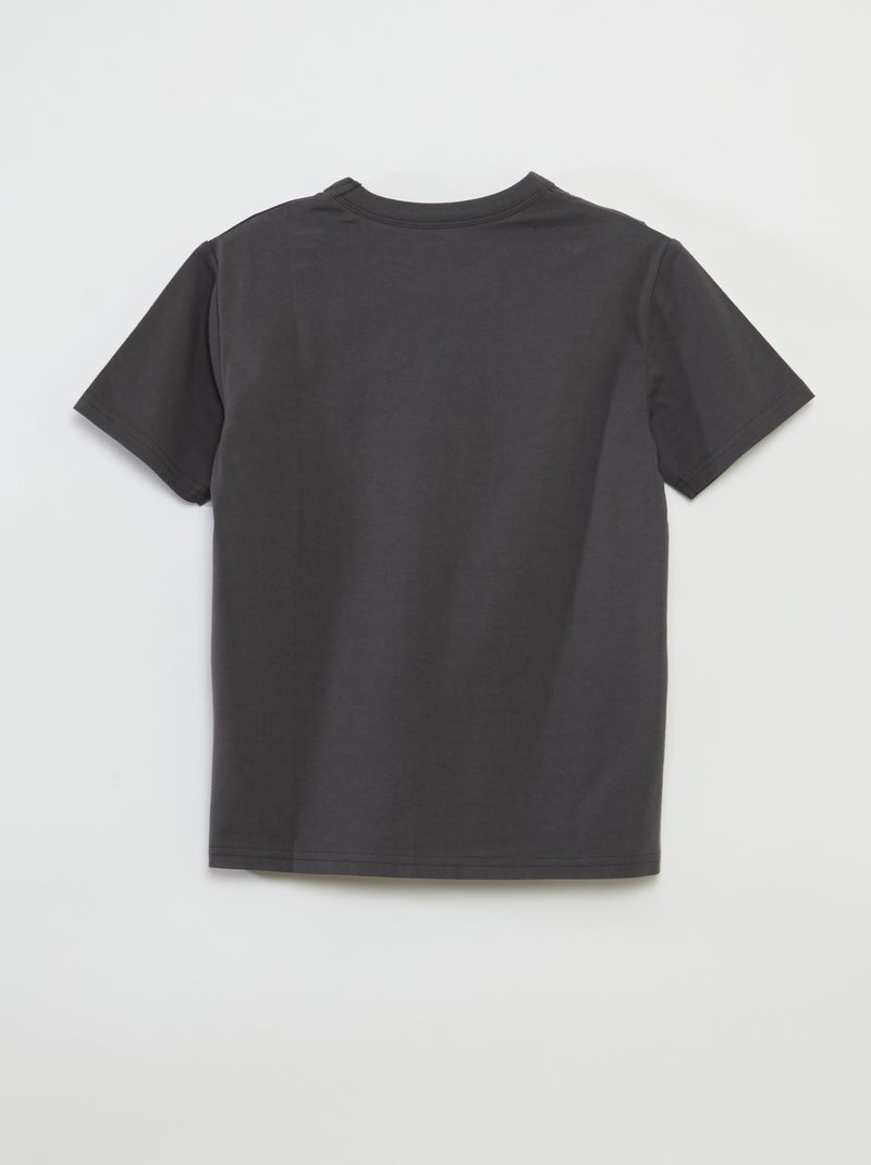 T-shirt básica de manga curta e gola redonda Cinza - Kiabi