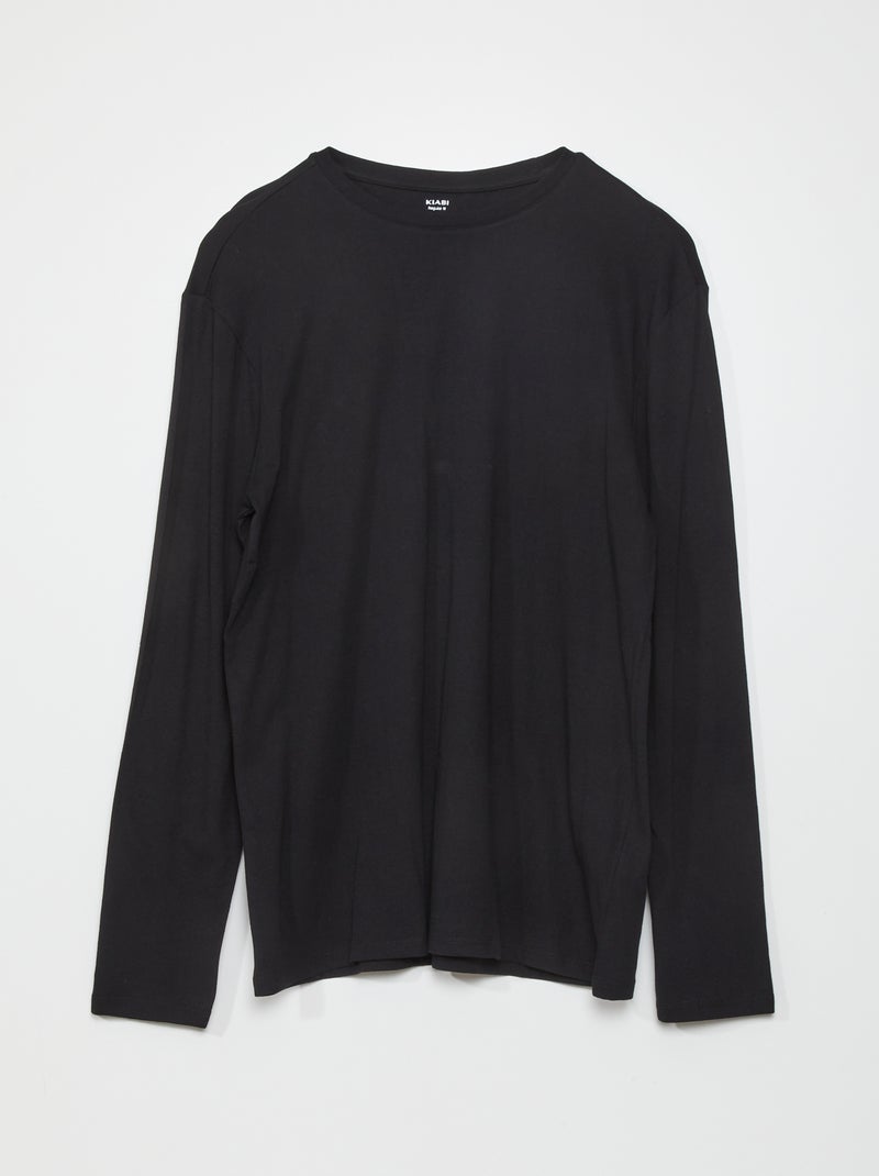 T-shirt básica em jersey Preto - Kiabi