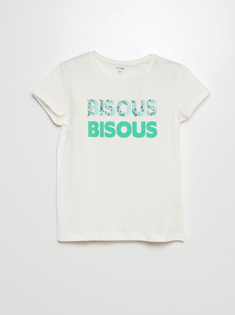T-shirt básica estampada BEGE - Kiabi