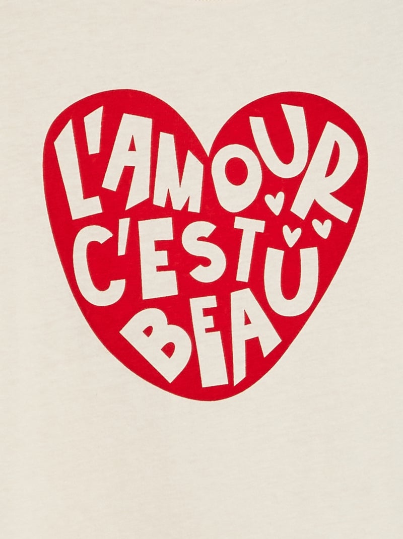 T-shirt básica estampada BEGE - Kiabi