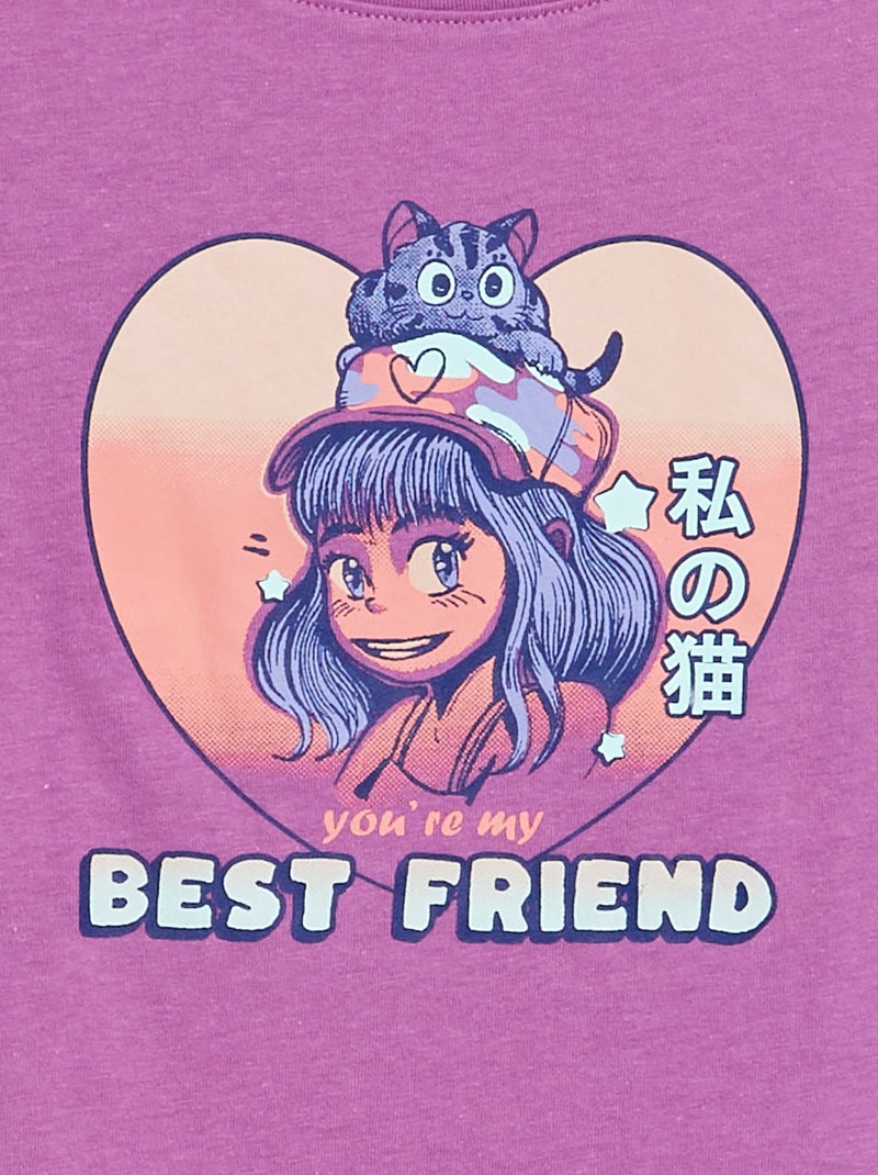 T-shirt básica estampada VIOLETA - Kiabi