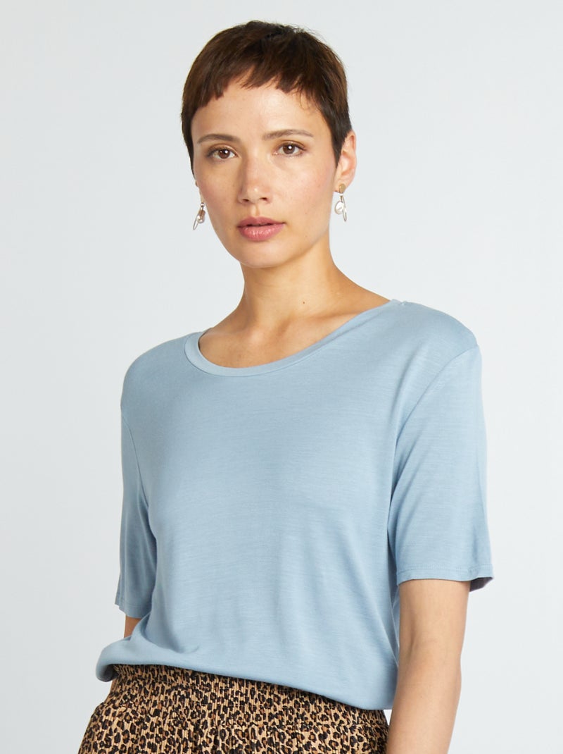 T-shirt básica fluida AZUL - Kiabi